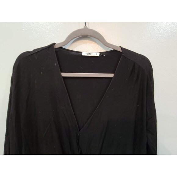 Lqbz Blouse Women's S Black Plunge Neck Long Sleeve Old Money Classic Staple - Picture 4 of 9